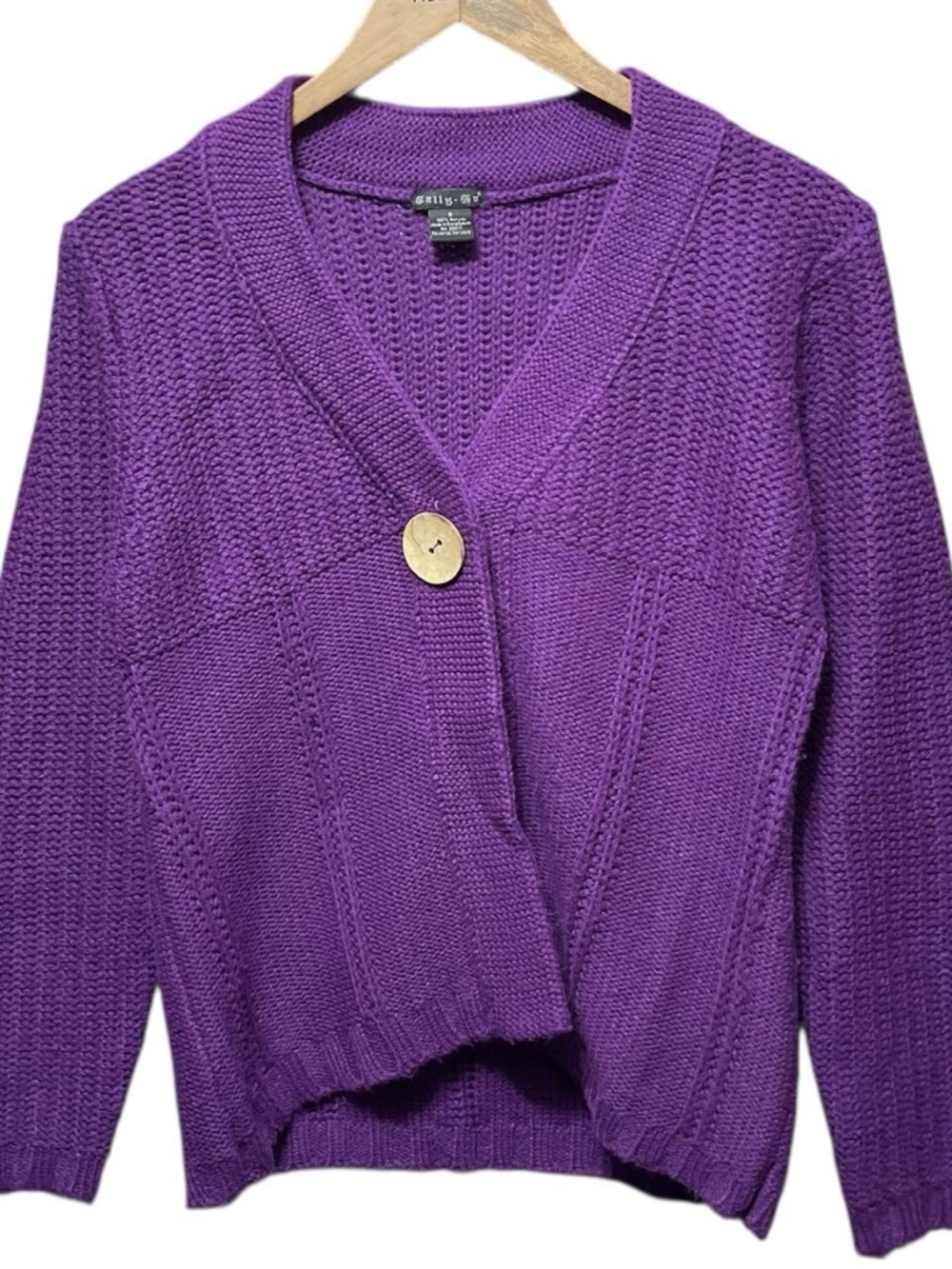 Vintage 90s 2000s y2k purple Tally ho retro button closure cardigan sweater top